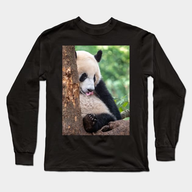 Panda Bath Long Sleeve T-Shirt by LukeDavidPhoto